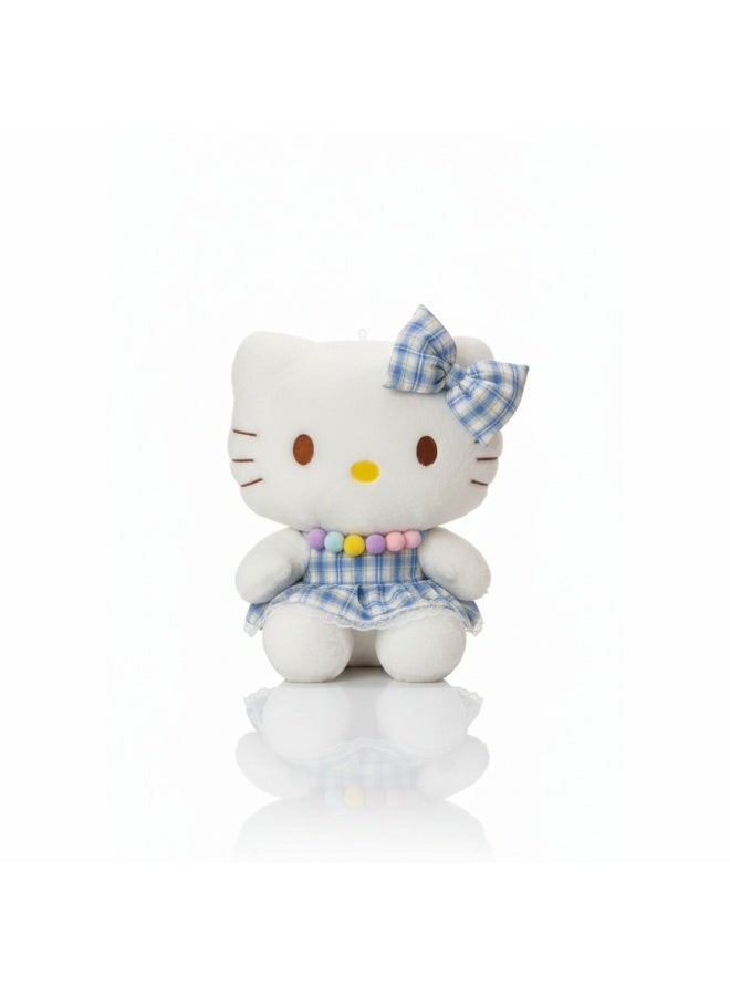Hello Kitty Plush Doll With Blue Plaid Dress